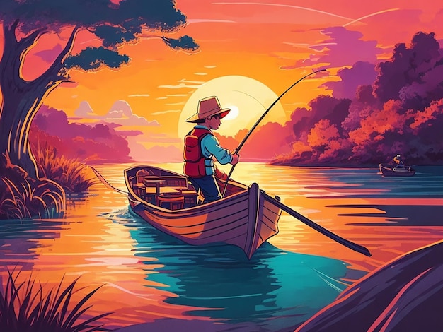 Fishing in the River illustration