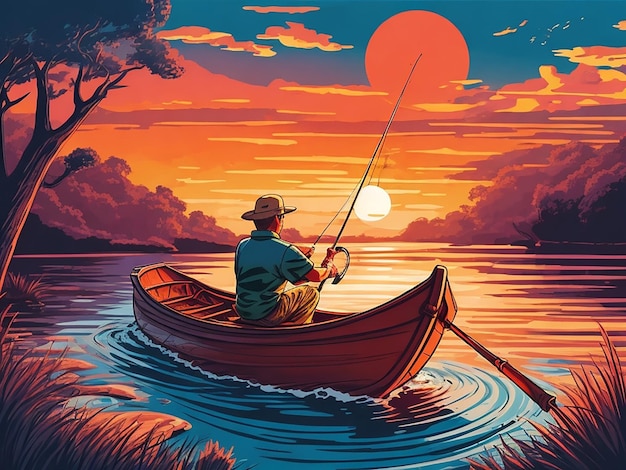 Fishing in the River illustration