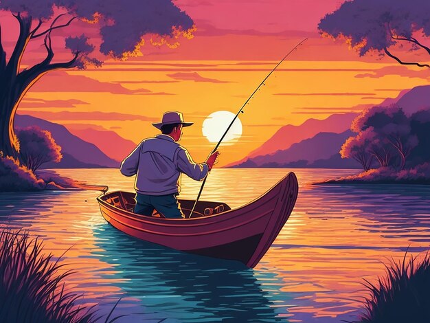 Fishing in the River illustration