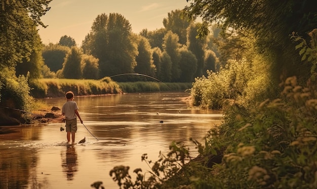 fishing on river