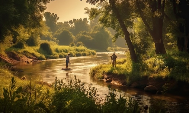 fishing on river