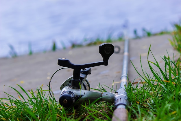 Fishing rod and accessories for fishing on the grass