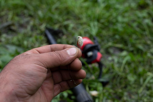 fishing rod in man hand