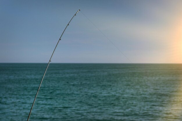 写真 空に逆らって海を越えた釣り竿