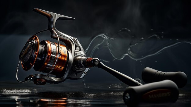 Photo fishing rod spinning fisherman's day fishing reel ai generative ai