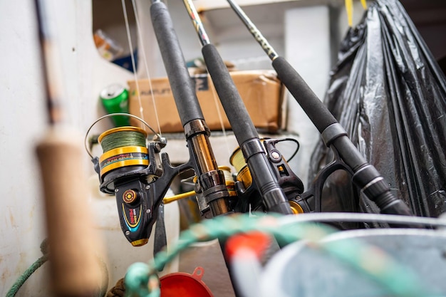 Fishing rods on a fishing boat