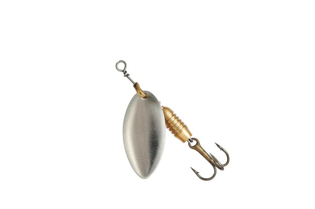 Photo fishing spinner spoon lure isolated on white background