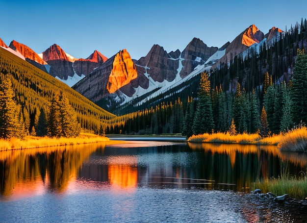 Fishing at sunrise colorado rocky mountains