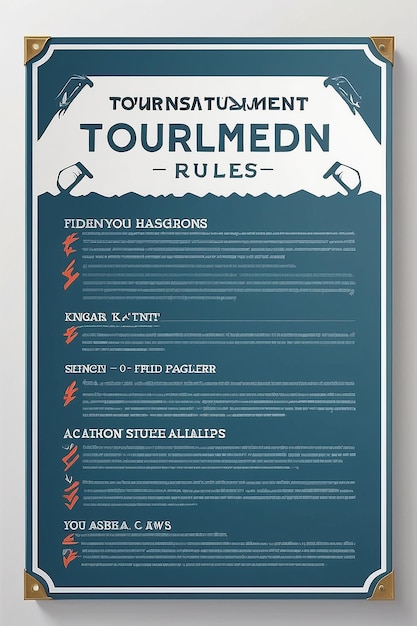 Photo fishing tournament rules and regulations signage mockup with blank white empty space for placing your design