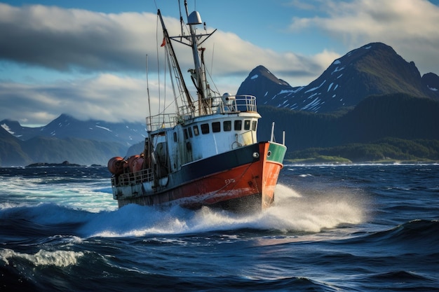 Fishing trawler encounters changing color water with temperature variations