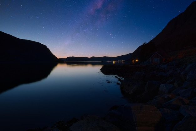 Fishing vacation in Selje Norway the blue hour on the fjord