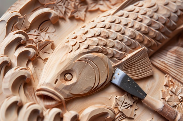 Photo fishtail chisel carving intricate designs