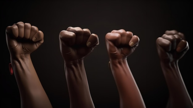 Fists raised in commemoration of Juneteenth and African Liberation Day Generative Ai