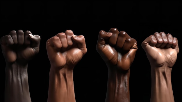 Fists raised in commemoration of Juneteenth and African Liberation Day Generative Ai