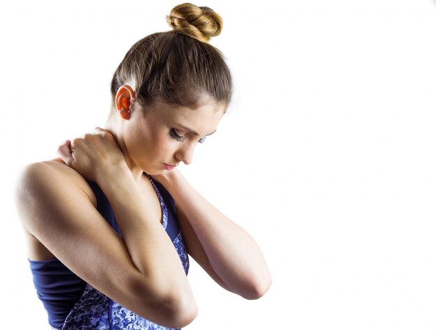 Fit brunette with neck injury