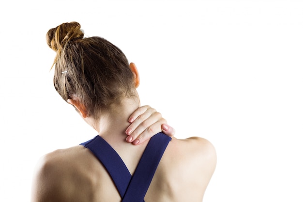 Photo fit brunette with neck injury