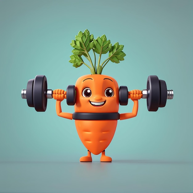 Fit Carrot Lifts Dumbbell Cartoon Food Sport Icon