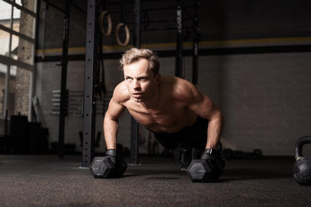 Fit man doing pushups