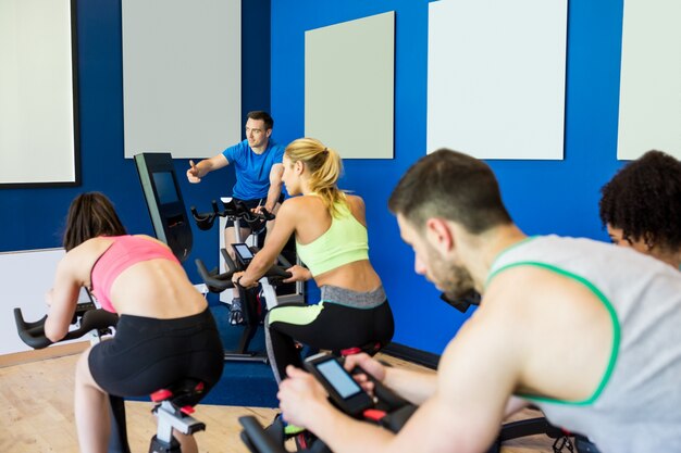 Fit people in a spin class