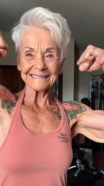 Fit and Proud Senior Woman Flaunts Her Biceps