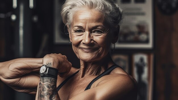 Fit and Proud Senior Woman Flaunts Her Biceps