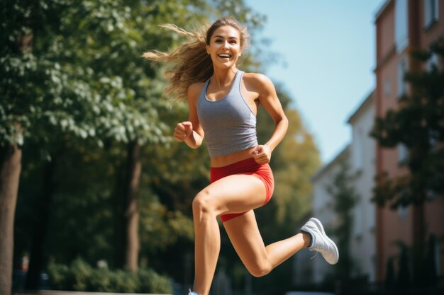 Fit woman exercising outdoors