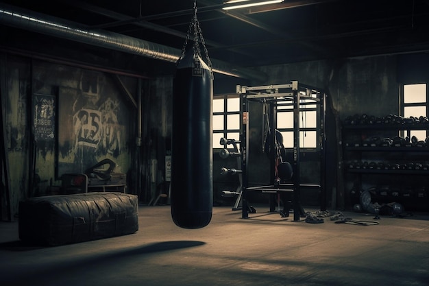 Fitness actieve kracht kracht vechten kickboxen bokszak atletische wedstrijd oefening bokser sterke training gezonde levensstijl vechter punch sport gym