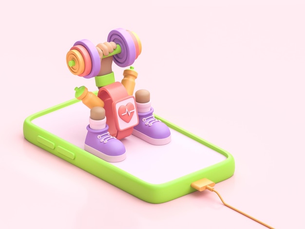 Fitness App 3D render