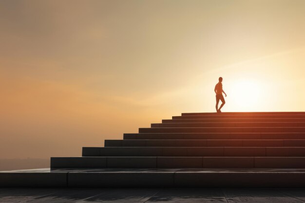 Fitness and career success with an active lifestyle motivation and determination Runner scaling stairs Ai generative