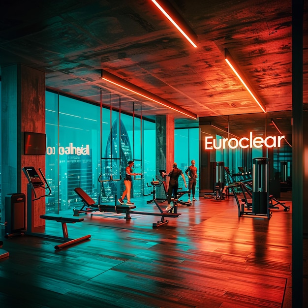 Photo fitness club in luxury hotel interior