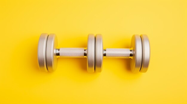 Photo fitness equipment on a yellow background