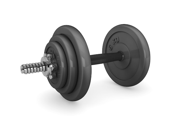 Fitness exercise equipment dumbbell weight on a white background