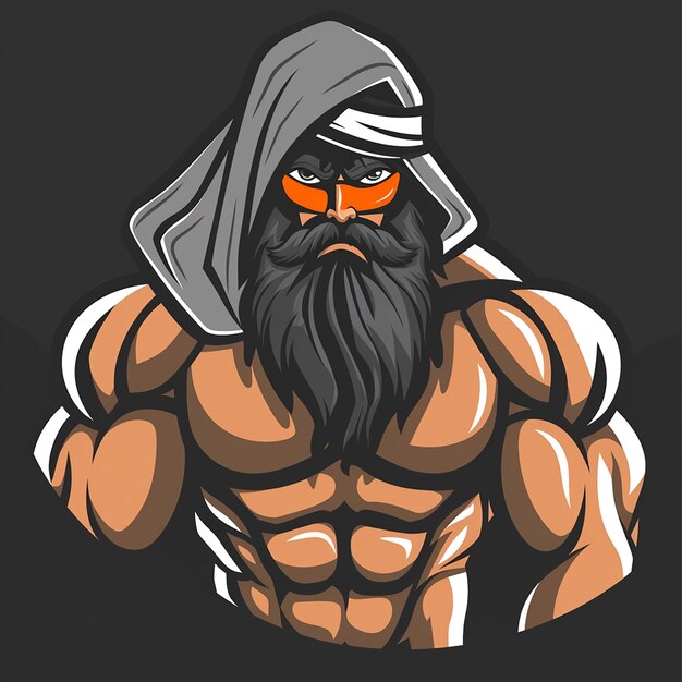 Fitness gym beard men mascot logo design