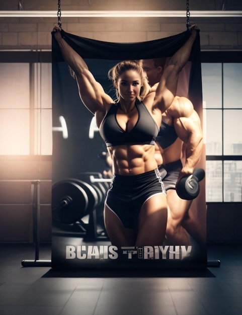 Photo fitness gym model background banner