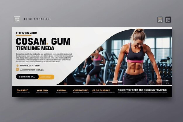 Photo fitness gym social media timeline cover page design for your business online business digital poster for gym class