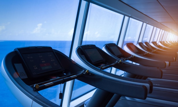 Fitness gym in an upscale cruise line