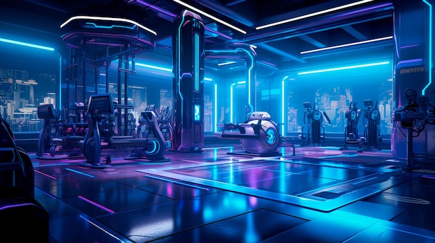 fitness interior with neon light