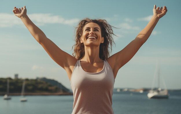 Foto il viaggio di fitness di una donna ai