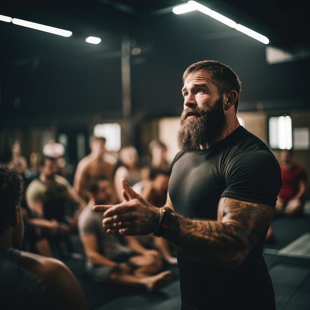 Un uomo in forma che si allena in una palestra