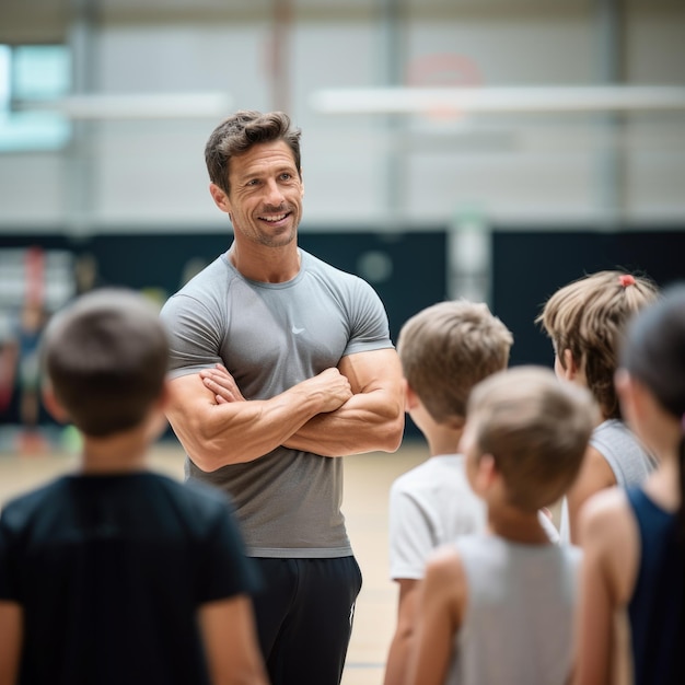 Foto un uomo in forma che si allena in una palestra