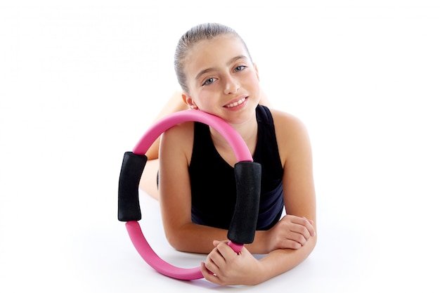 Fitness pilates yoga ring kid girl exercise workout