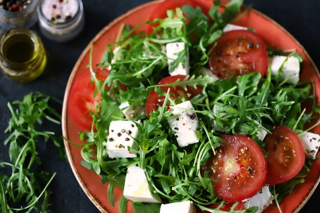 Fitness salad with arugula and feta.