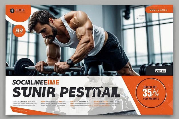 Fitness Social media Timeline Cover Page Design voor uw bedrijf Online Business Digitale poster voor gymklas