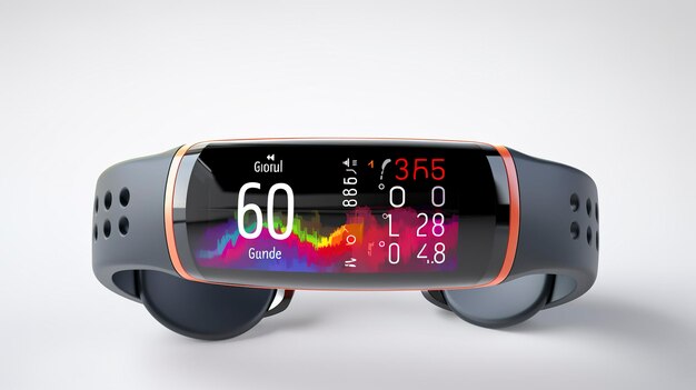 Foto fitness tracker monitora vari parametri di salute, tra cui la frequenza cardiaca dei passi e la qualità del sonno