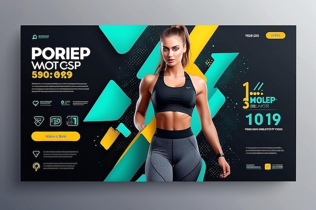 Fitness web banner sjabloon Promotionele banner voor sociale media post vector eps 10