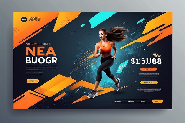 Fitness web banner template Promotional banner for social media post vector eps 10