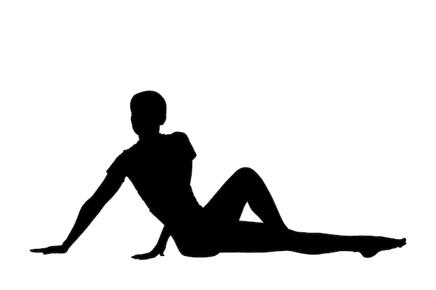 Фото Женщина фитнеса, делающая упражнения и женщина позы йоги, чтобы сделать портрет силуэта разделения
