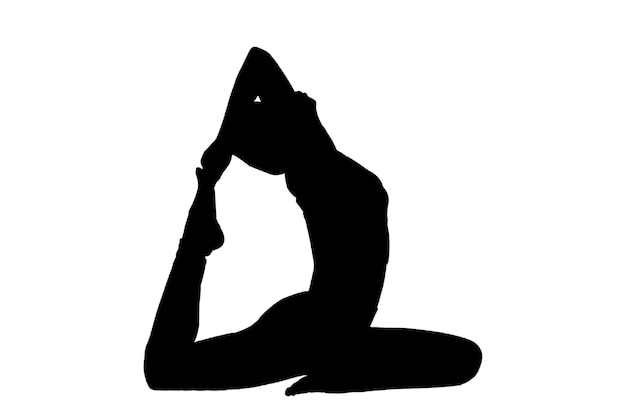 Fitness woman doing exercise and Yoga pose woman to do the splits silhouette portrait