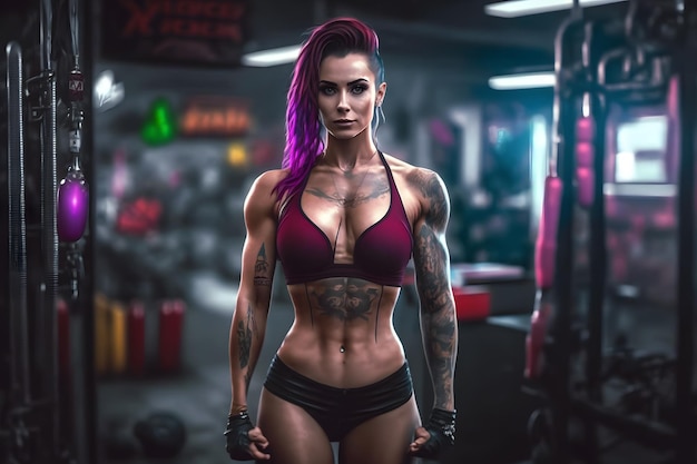 Photo fitness woman in training at the gym interior neural network ai generated neural network ai generated