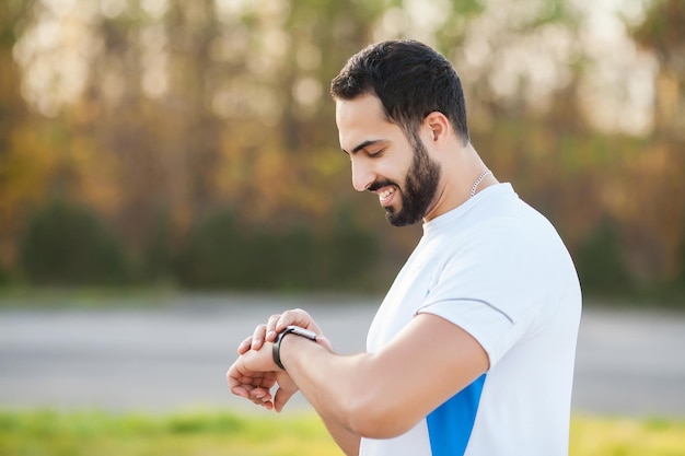 Fitness Young man running in urban environment